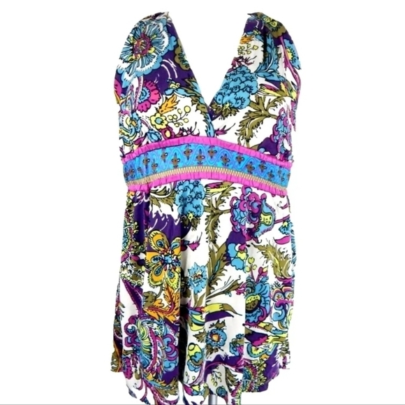 Hale Bob Silk Jersey Floral Racerback Tank - Picture 1 of 4
